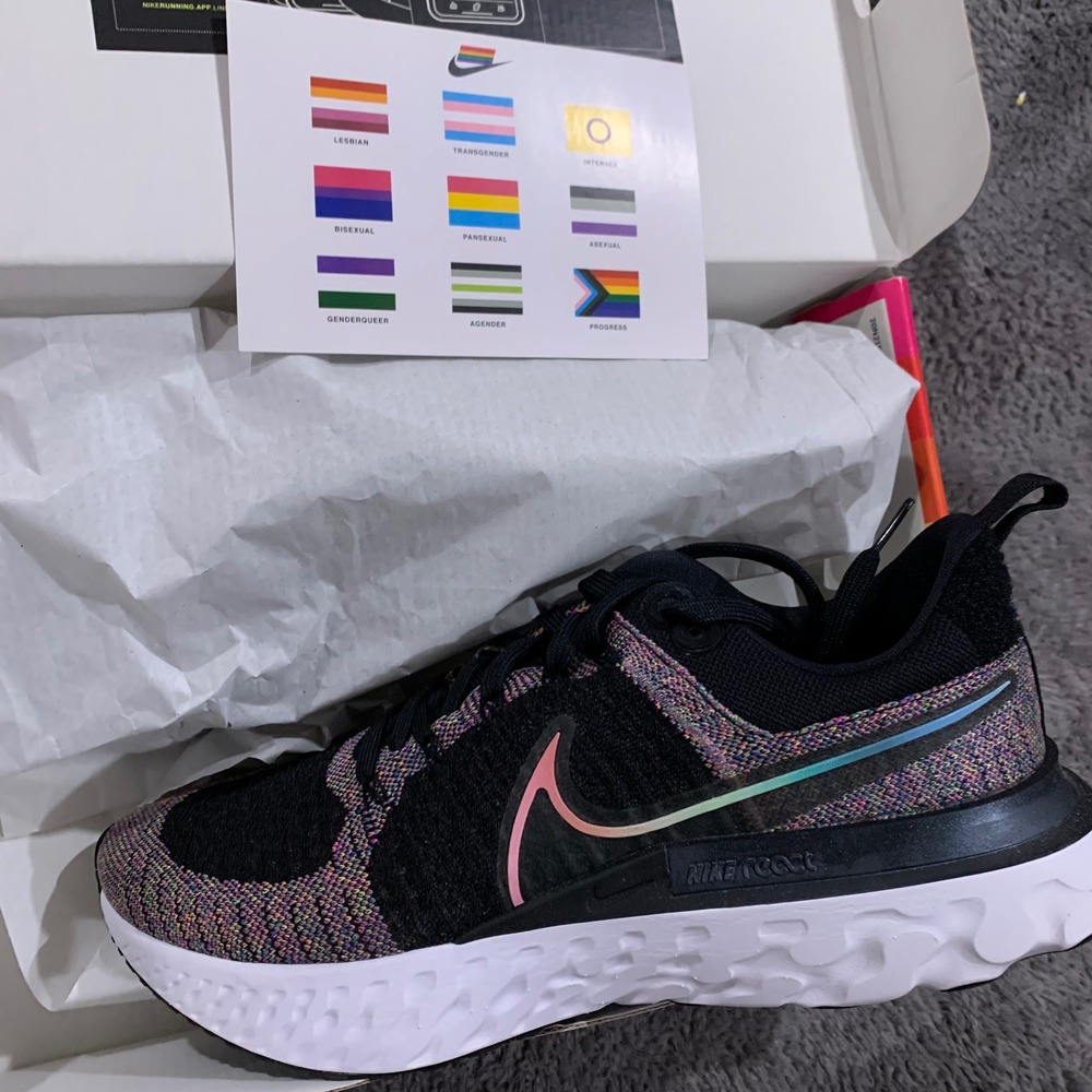 Nike React Infinity Run Flyknit 2 Be True Black Multi Pink DD6790-001 Size 11